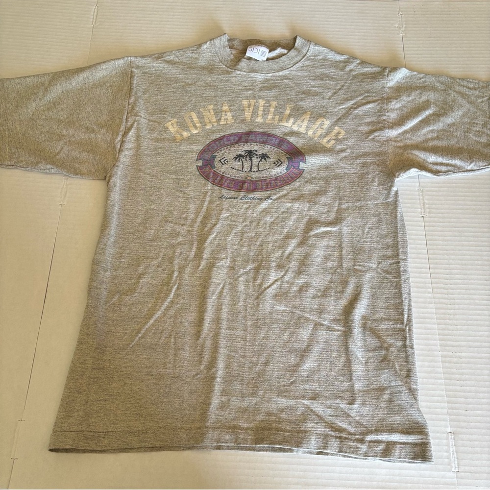 Vintage Kona Village T-Shirt with Graphic Print Single Stitch Short Sleeve